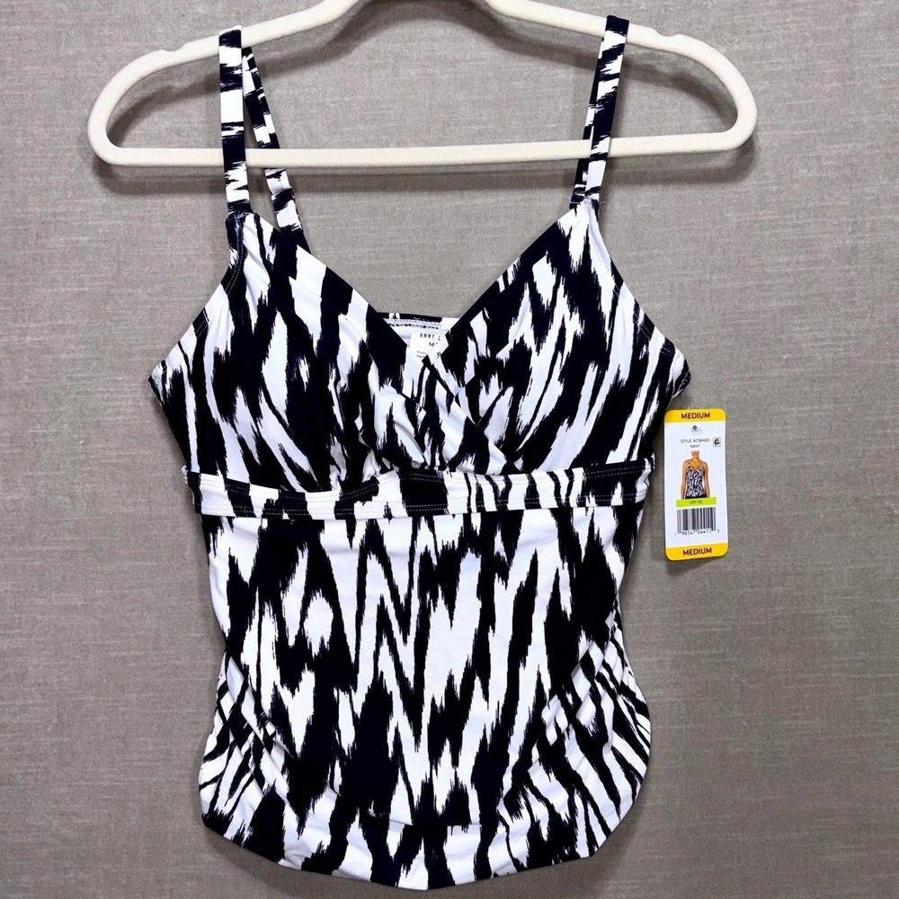 Anne Cole Tankini Top Womens M Ikat Print Adjustable Strap Swim